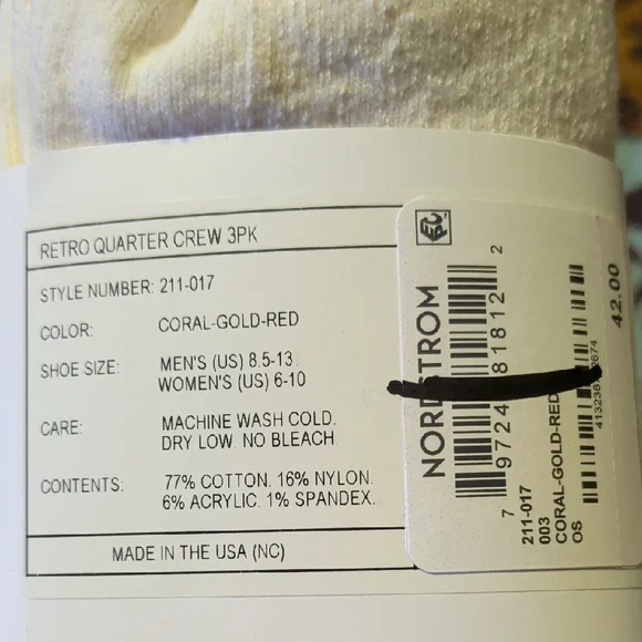 American Trench White Socks with Pink and Green Stripes - Picture 6 of 7